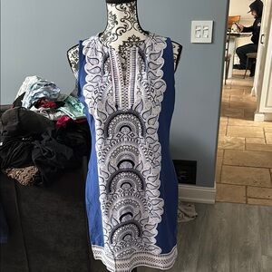New York & Company Blue and White Dress
